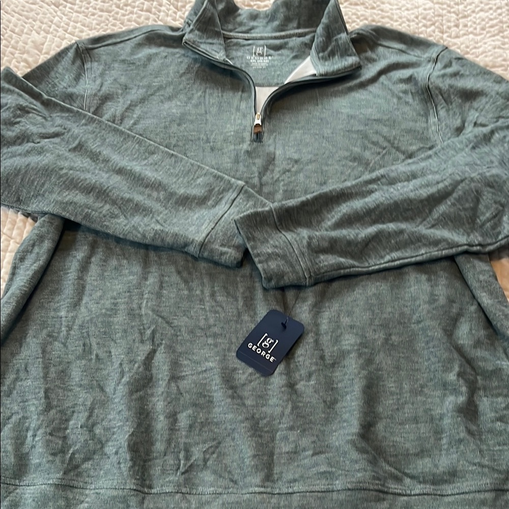 George Men’s Heather Seafoam Green Quarter-Zip Pullover